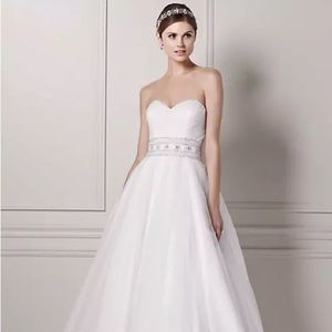 BRAND NEW Oleg Cassini sweetheart ball wedding gown w/ crystal belt & petticoat